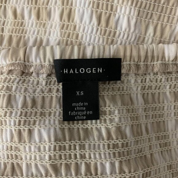 Halogen Lace Blouse XS Nude Beige Long Sleeve Mesh Elegant Stretchy - Picture 5 of 6